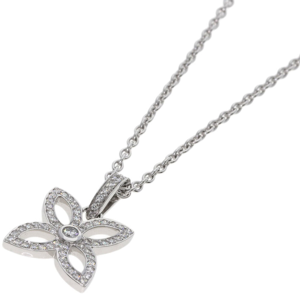 Louis Vuitton Pendant Cracker Diamond Necklace, 18K White Gold, Women's.